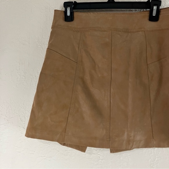 Free People Ari Camel Vegan Suede Buckled Wrap Mini Skirt - Picture 13 of 16